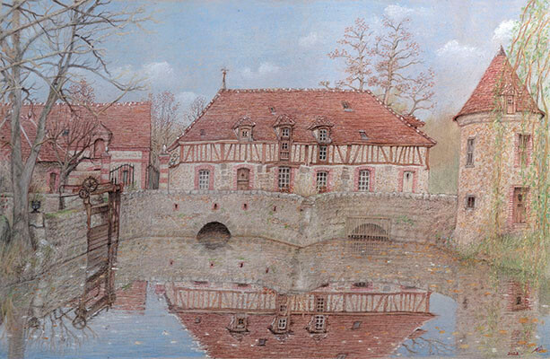 Moulin de Mormoulins, Eure. Σχέδιο, 4,3x6,7 in