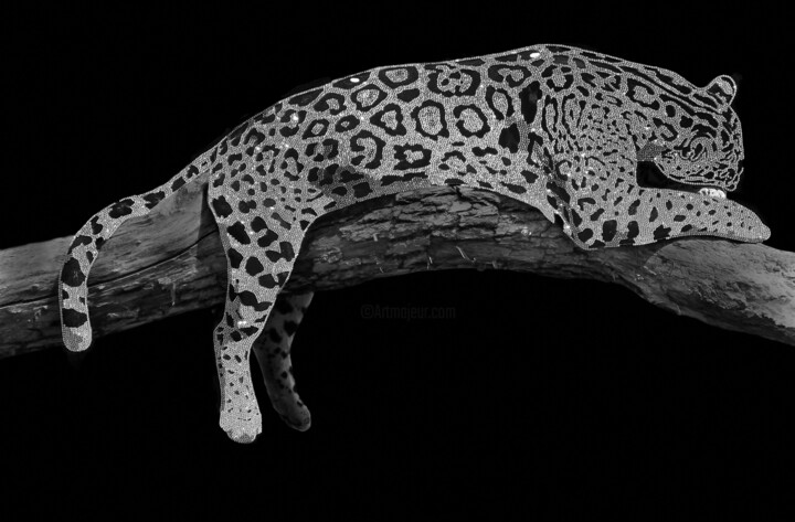 Leopardo swarovski (Леопард Сваровски) 绘画, 31.5x47.2 in