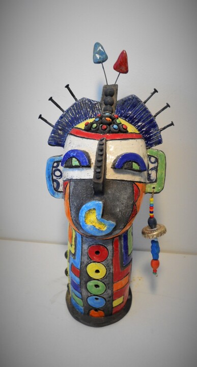 tête totem bleue Scultura, 13x6,3 in