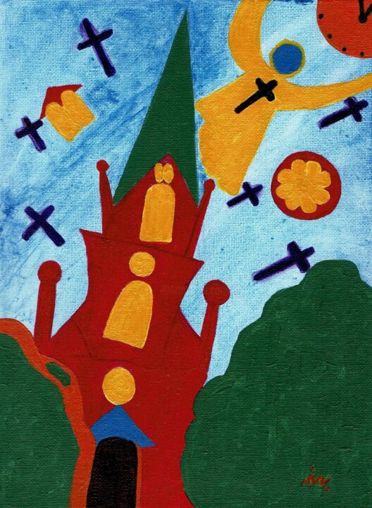 "Kirchenaustritt für Gott" 绘画, 9.5x7 in