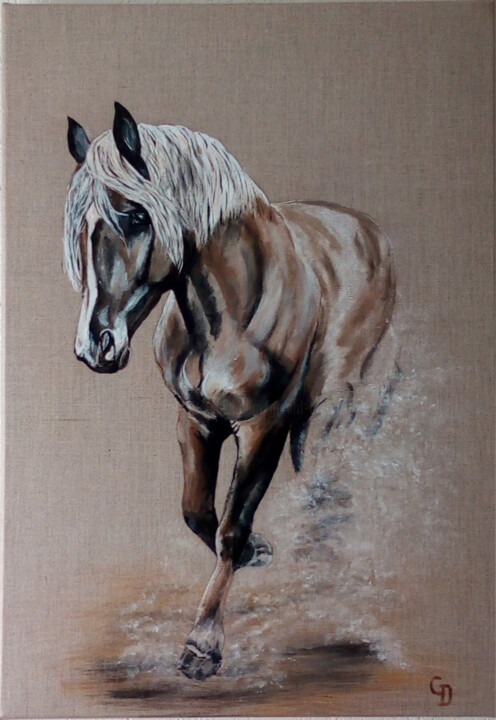 318 - Cheval lin 2 绘画, 27.6x19.7 in