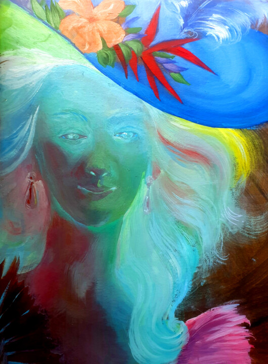 Peinture intitulée "Interprétation du p…" par Nadège Lafon, Œuvre d'art originale, Huile Monté sur Carton