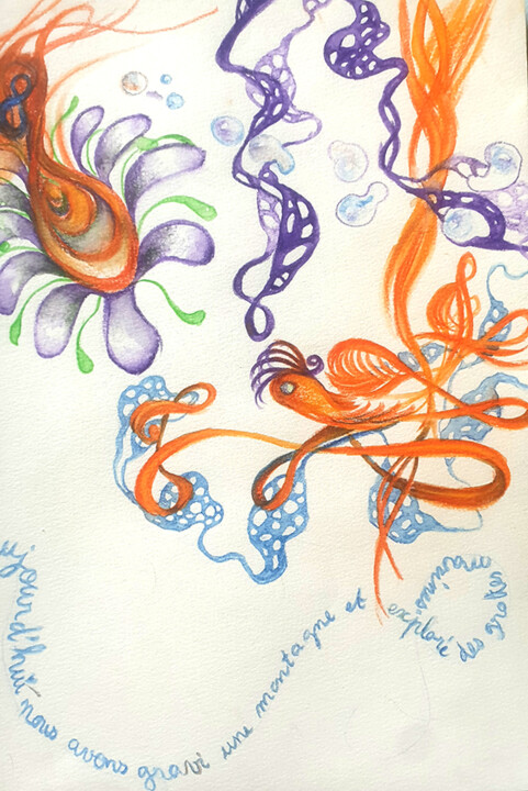 Abstrait, psychédélique 图画, 11.8x7.9 in