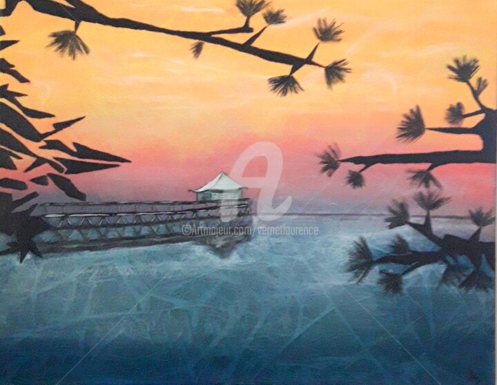 Painting titled "Paysage zen" by Laurence Vernet, Original Artwork, Acrylic