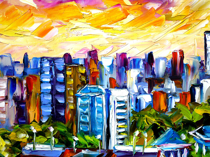Sky Over Tokyo, Painting by Mirek Kuzniar | ArtMajeur