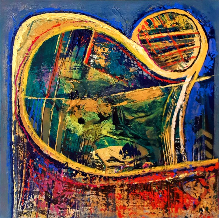 Schilderij getiteld "cosmic energy" door Ellen Van Randeraat, Origineel Kunstwerk, Acryl