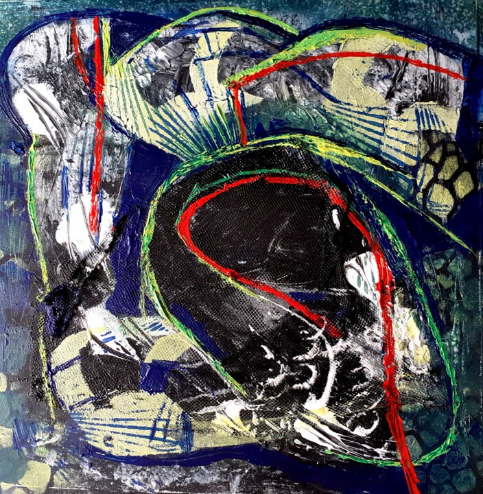 Painting titled "red line" by Ellen Van Randeraat, Original Artwork, Acrylic Mounted on artwork_cat.