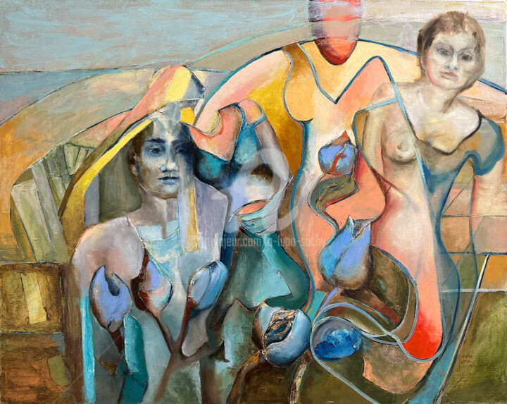 Błękitne tulipany 绘画, 31.5x39.4 in