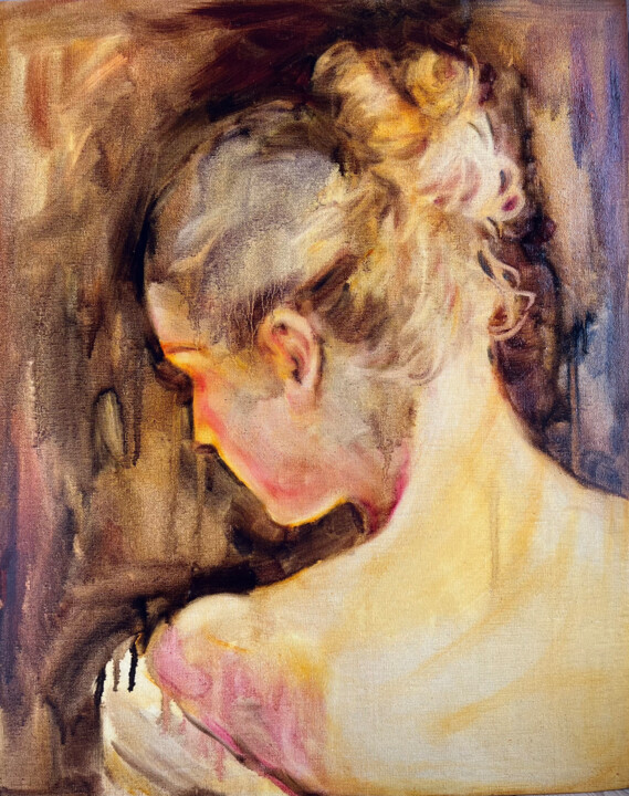 By the fireplace 绘画, 19.7x15.8 in
