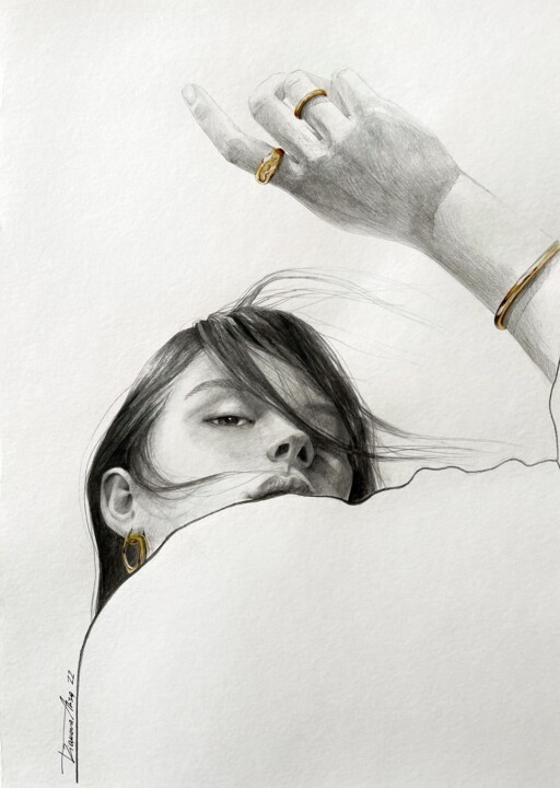 Dessin intitulée "«Be yourself» (30х4…" par Alisa Diakova, Œuvre d'art originale, Graphite
