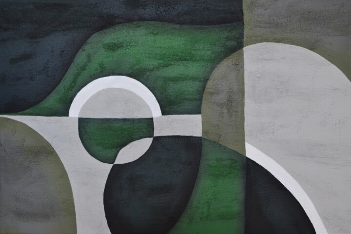Painting titled "Geometric abstracti…" by Julie Max, Original Artwork, Acrylic Mounted on Wood Stretcher frame