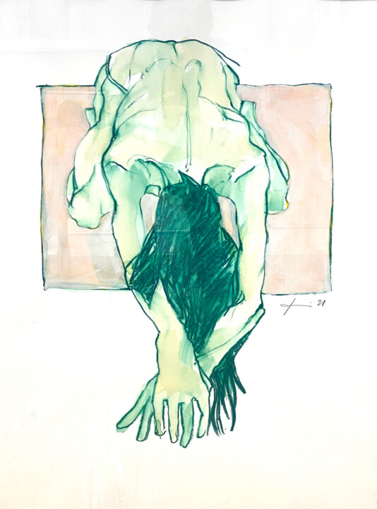 Schilderij getiteld "Bild 21 006 Sammlun…" door Walter Diem, Origineel Kunstwerk, Krijt
