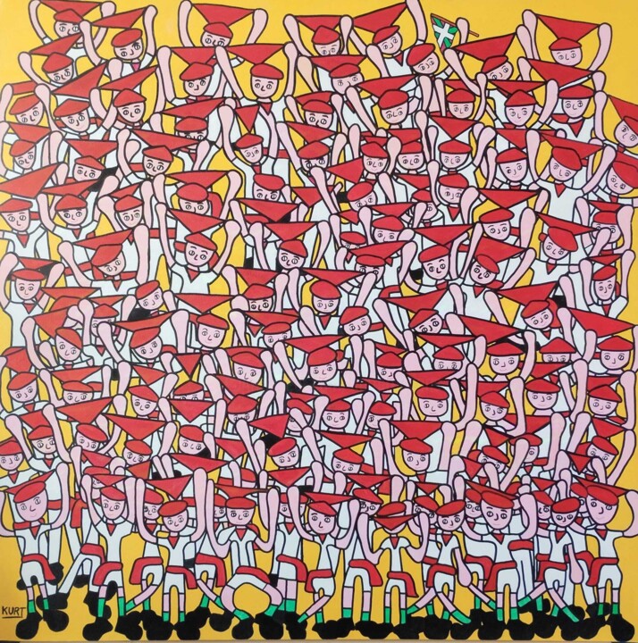El Txupinazo en Pays - Basque 绘画, 35.4x35.4 in