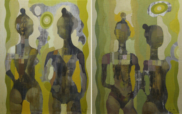 Ballerinas. Diptych 绘画, 39.4x63 in