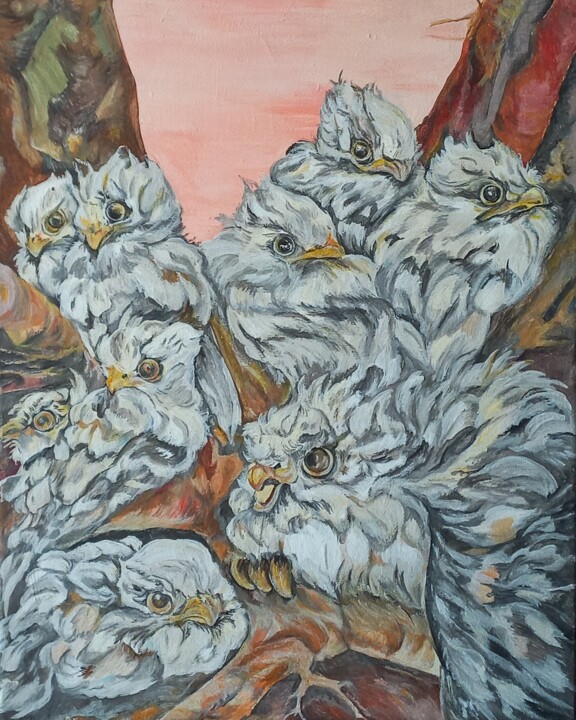Суровые птицы. 2вариант. 绘画, 27.6x19.7 in