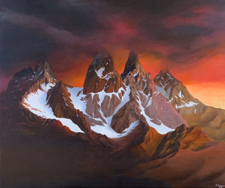 Painting titled "Tête dans les nuages" by Patrick Egger, Original Artwork, Acrylic Mounted on Wood Stretcher frame