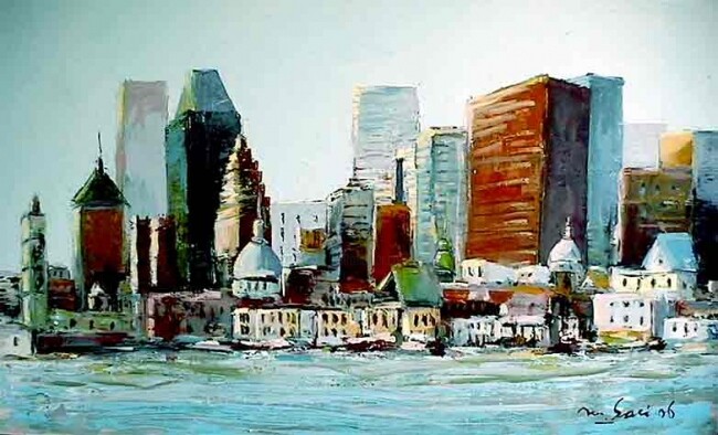 Peinture intitulée "Montreal vue panora…" par M'Hamed Saci, Œuvre d'art originale