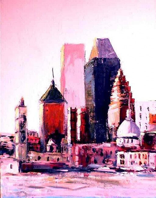 Peinture intitulée "Mtl -Port" par M'Hamed Saci, Œuvre d'art originale