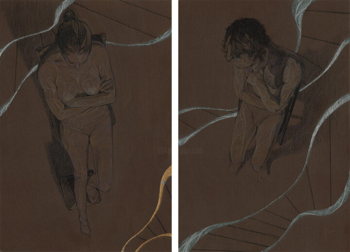 图画 标题为“Binary Movement” 由Jacqueline Gomez, 原创艺术品, 铅笔