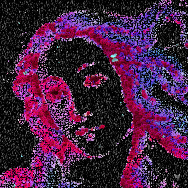 Arts numériques intitulée "Venus Aux Fleurs (…" par Frédéric Durieu & Nathalie Erin, Œuvre d'art originale, Travail numériq…