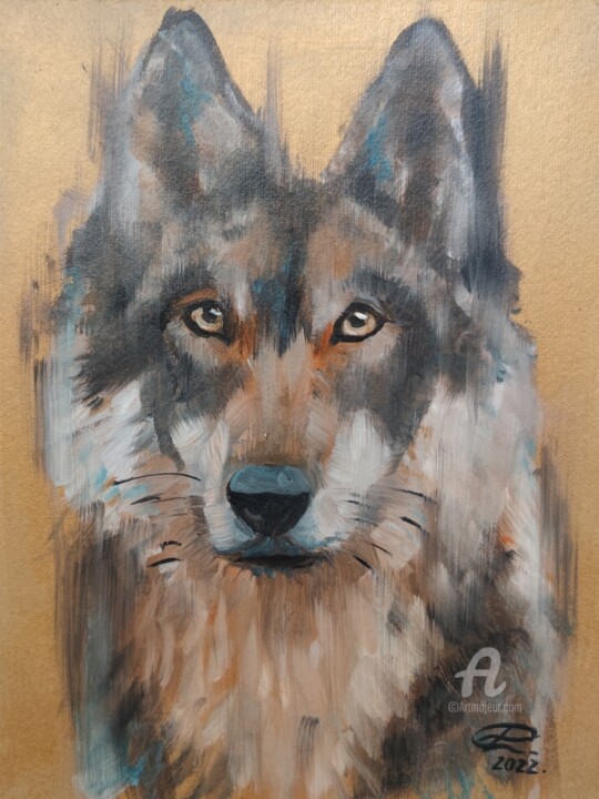 Wolf 绘画, 11.8x9.1 in