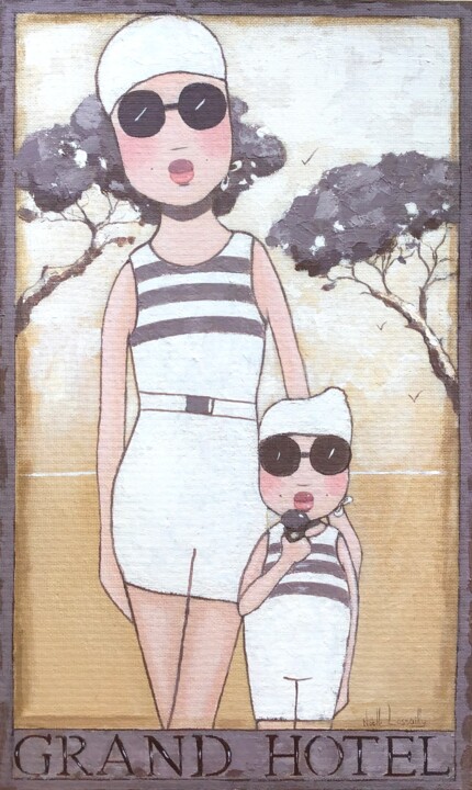 Painting titled "Nelly - 1191" by Noëlle Lassailly, Original Artwork, Acrylic Mounted on Wood Stretcher frame