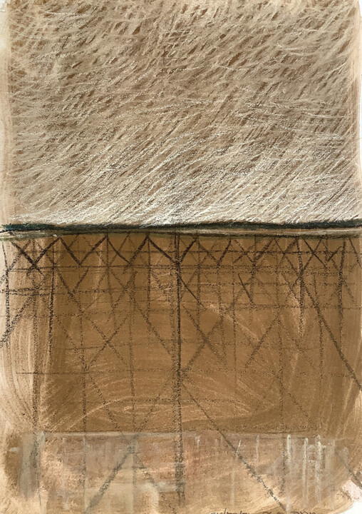 Pintura intitulada "Muro ruggine" por Stefano Catalini, Obras de arte originais, Carvão Montado em Painel de madeira