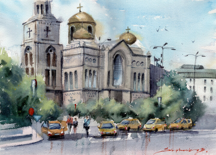 Cathedral Square 绘画, 12x16 in