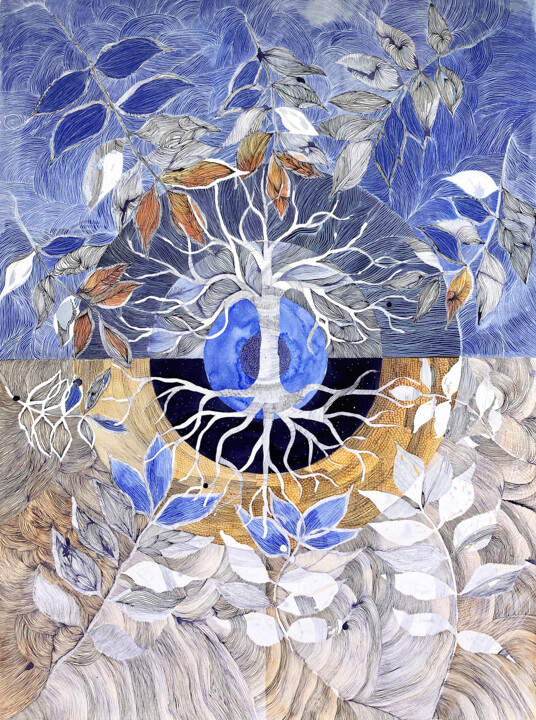 Arbre mandala et lignes de vie 绘画, 29.9x22.1 in