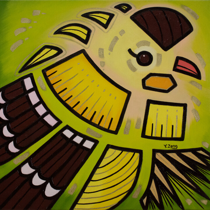 Backyard birds Gold finch 绘画, 20x20 in