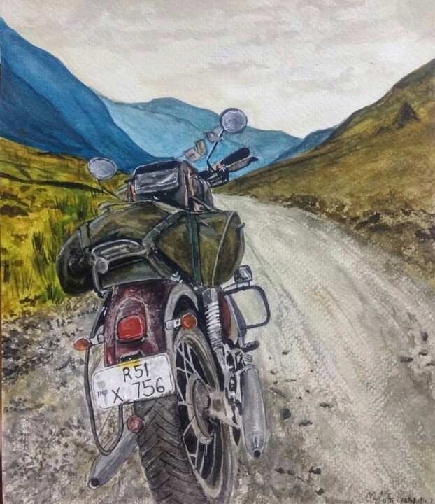 Traveling through Ladakh 绘画, 10x8 in