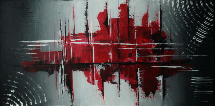 City. Original art for sale. 绘画, 7.9x15.8 in