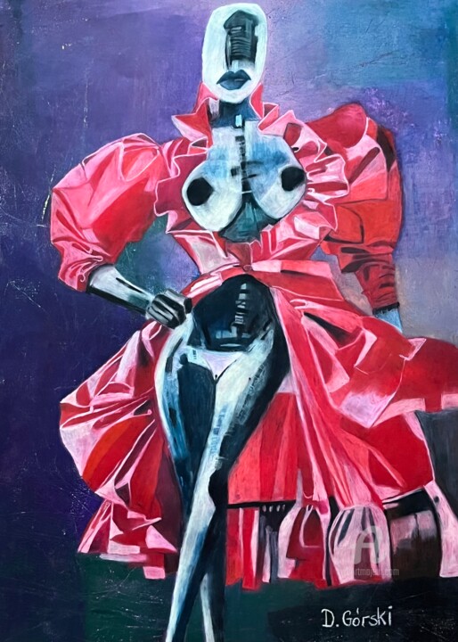 Czerwona Sukienka 绘画, 27.6x19.7 in