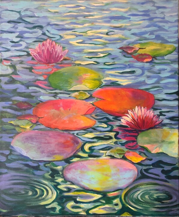 Painting titled "Dance if Lily’s" by Siham Itani, Original Artwork, Acrylic Mounted on Wood Stretcher frame