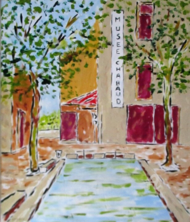 Painting titled "Graveson la Roubine" by Roberto Urbano, Original Artwork, Acrylic Mounted on Wood Stretcher frame