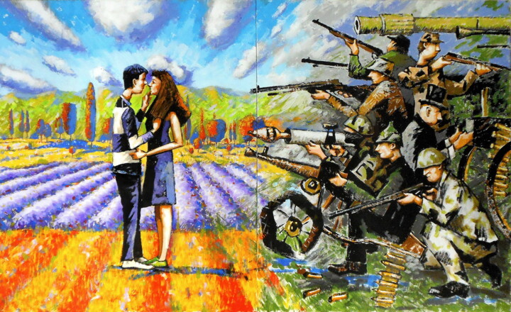 Lavender Fields 绘画, 43.3x70.9 in