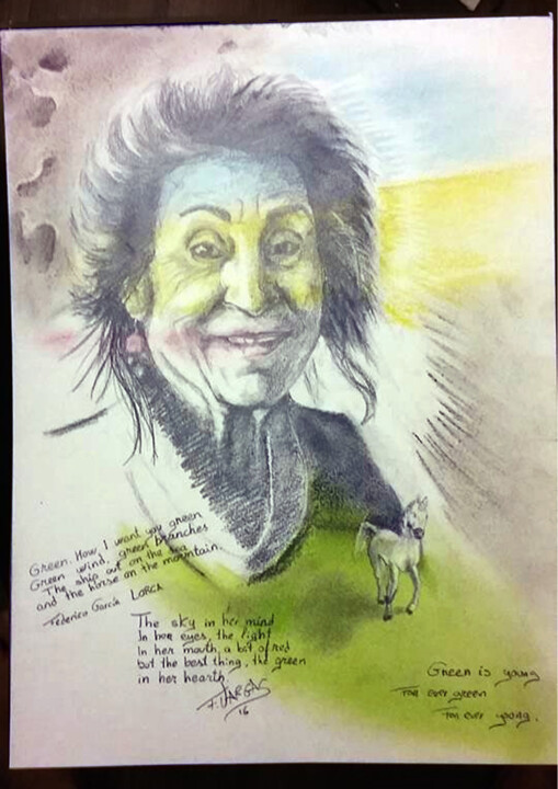 Dibujo titulada "Retrato de la madre…" por Franky Vv, Obra de arte original, Lápiz