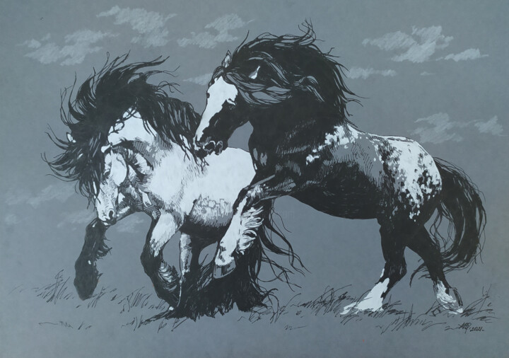 Соперники 绘画, 8.3x11.8 in