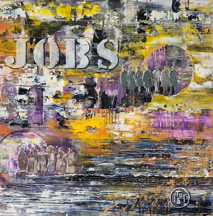 JOBS (signature TO IST deux peintres sur une même toile 绘画, 31.5x31.5 in