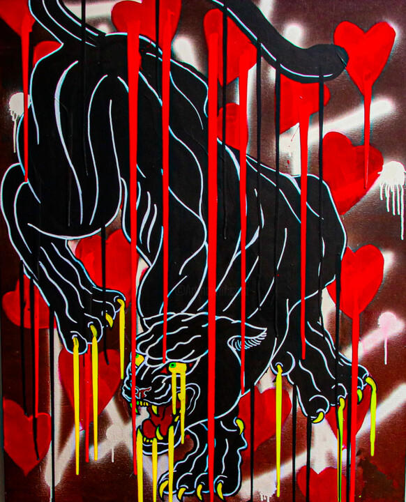 Painting titled "Love Hurts 2" by Pablodzg, Original Artwork, Acrylic Mounted on Wood Stretcher frame