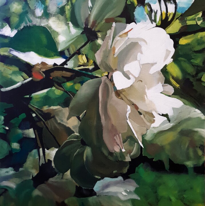 Schilderij getiteld "Pavasaris VII" door Franck Le Boulicaut, Origineel Kunstwerk, Olie Gemonteerd op Karton