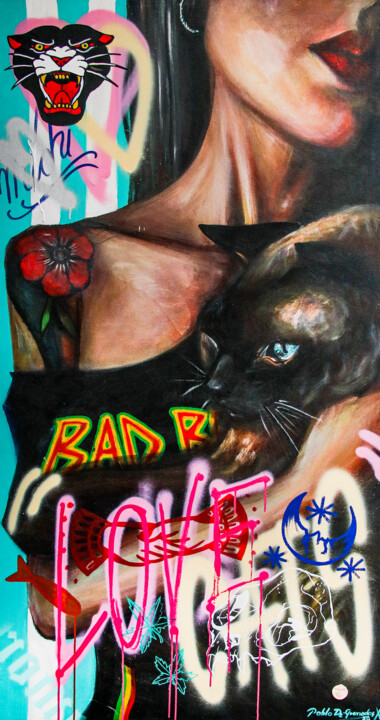 Painting titled "Love Cats" by Pablodzg, Original Artwork, Acrylic