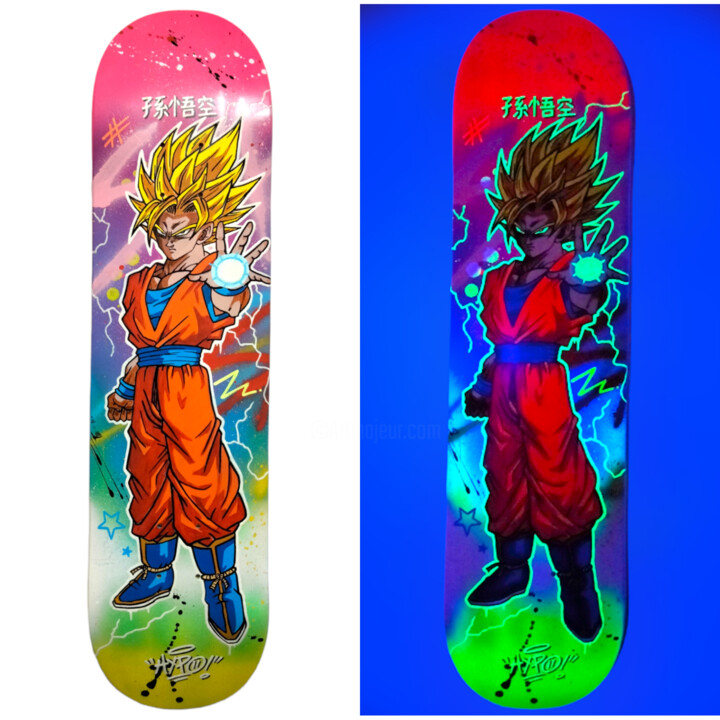 Son Goku Ssj 2 (Skateboard) 雕塑, 31.5x7.8 in