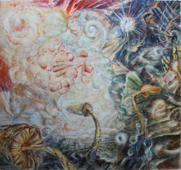 Грибы 绘画, 25.6x27.6 in