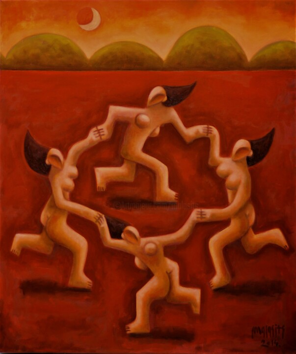 Dancing quartet 绘画, 37.4x31.5 in