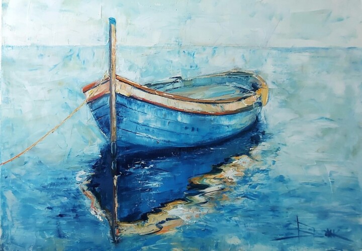 MODESTY BLUE II 绘画, 19.7x27.6 in