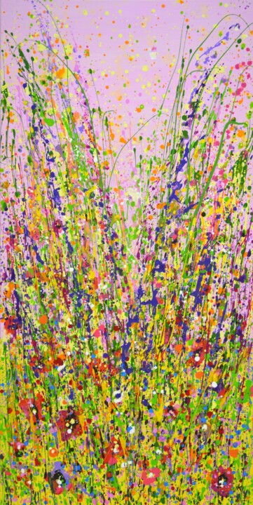 Pink summer. Flowers. 绘画, 47.2x23.6 in