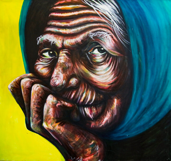 Painting titled "rostro" by Pablodzg, Original Artwork, Acrylic Mounted on Wood Stretcher frame