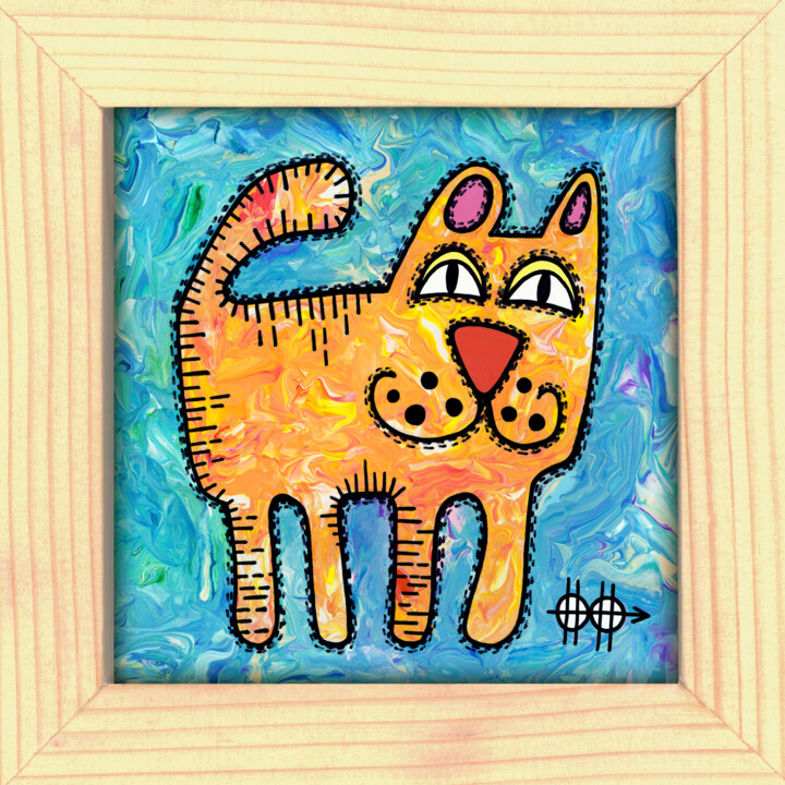 Kitty # 19 绘画, 4.7x4.7 in