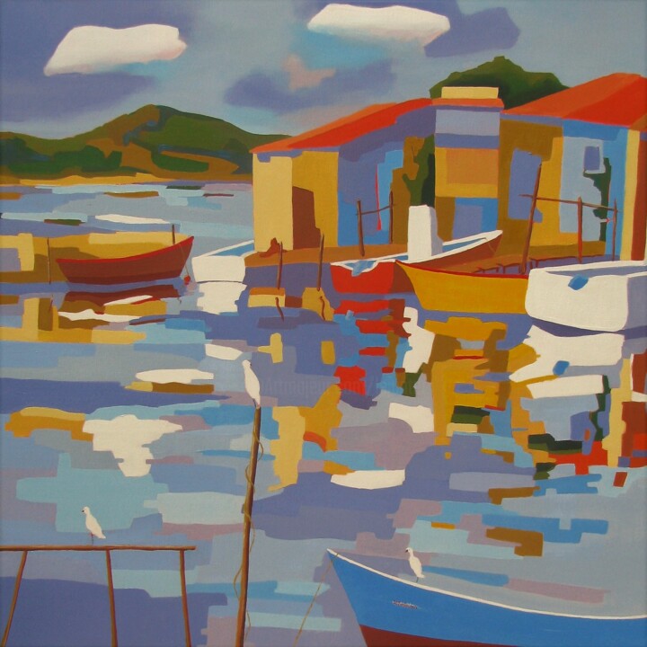 Peinture intitulée "La Pointe Courte à…" par Jean-Noël Le Junter, Œuvre d'art originale, Huile Monté sur Châssis en bois